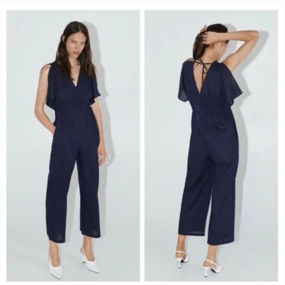 Zara Rustic Linen Jumpsuit S